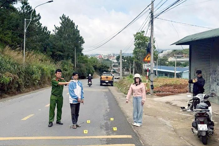 Đối tượng Phạm Duy Trung tại hiện trường gây án