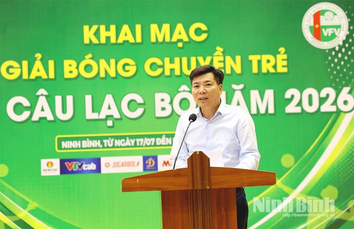 Đồng chí Nguyễn Mạnh Cường, Phó Giám đốc Sở Văn hóa và Thể thao tỉnh Ninh Bình phát biểu khai mạc.