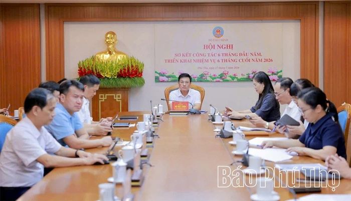 Quang cảnh hội nghị tại điểm cầu tỉnh Phú Thọ.