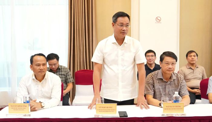 Đồng chí Lê Ngọc Quang, Bí thư Thành ủy Đà Nẵng phát biểu tại buổi thăm - Ảnh: Q.V