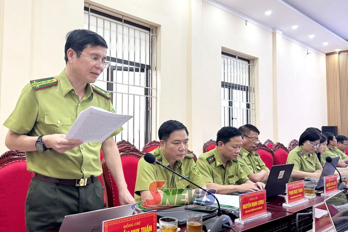 Lãnh đạo Chi cục Kiểm lâm tỉnh phát biểu tại Hội nghị.