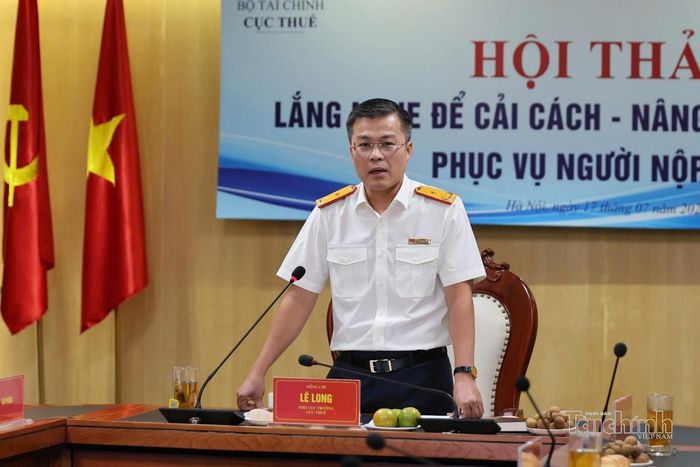 Phó Cục trưởng Cục Thuế Lê Long phát biểu tại hội thảo. Ảnh: Phương Thảo