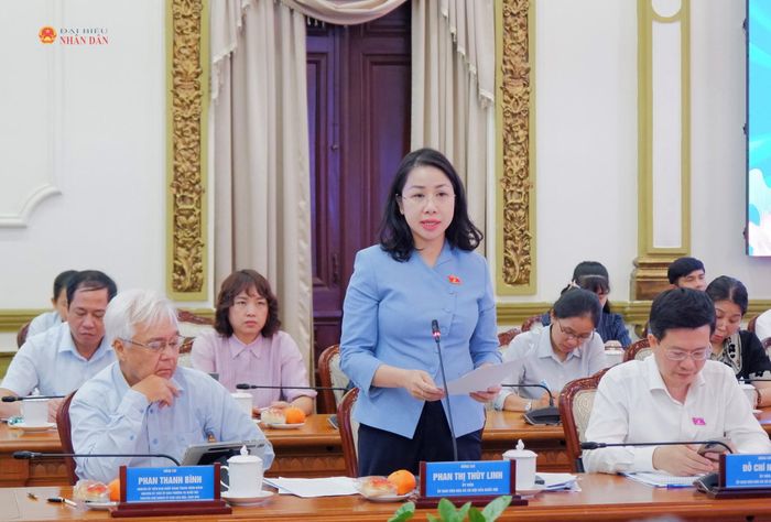 ĐBQH hoạt động chuyên trách tại Ủy ban Văn hóa và Xã hội Phan Thị Thùy Linh phát biểu. Ảnh: Hoa Lê