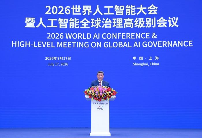 Ông Tập Cận Bình tại Hội nghị AI Thế giới (WAIC) 2026 ở Thượng Hải, ngày 17/7. Ảnh: X/@SpoxCHN_MaoNing (tài khoản X của phát ngôn viên Bộ Ngoại giao Trung Quốc Mao Ning)