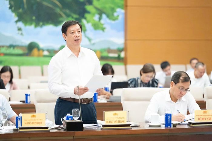 Phó Chánh án TAND tối cao Dương Văn Thắng phát biểu tại phiên họp.