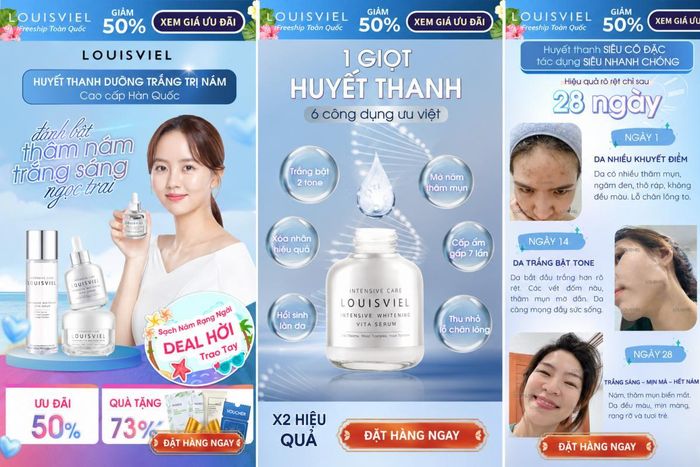 Một số sản phẩm chăm sóc da và hỗ trợ giảm cân được quảng bá trên nền tảng số với nhiều thông điệp về công dụng và liệu trình sử dụng.