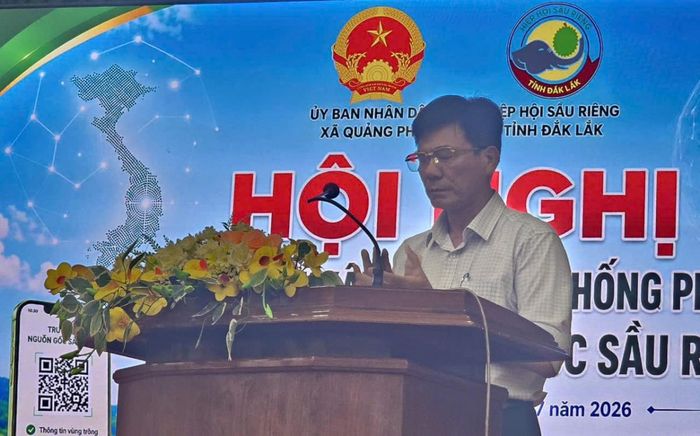 Ông Nguyễn Công Văn, Chủ tịch UBND xã phát biểu khai mạc hội nghị.