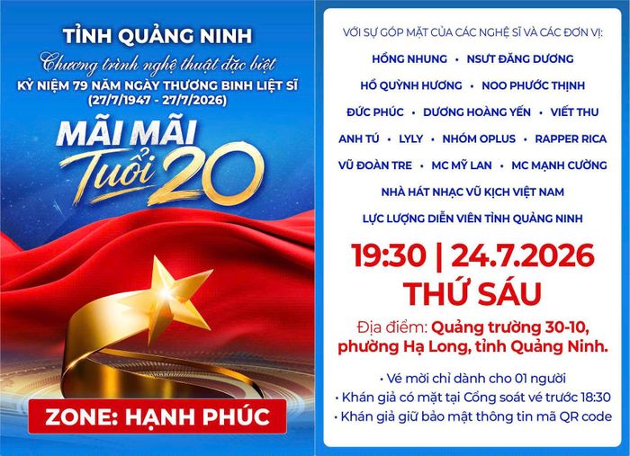 Chương trình nghệ thuật đặc biệt quy tụ nhiều nghệ sĩ, diễn viên nổi tiếng.