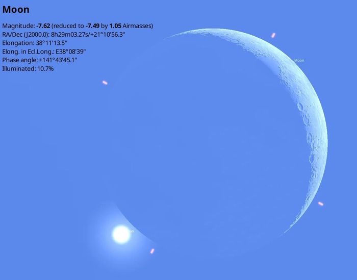 Mặt Trăng tiến gần Sao Kim vào ngày 17-6. Ảnh: Stellarium