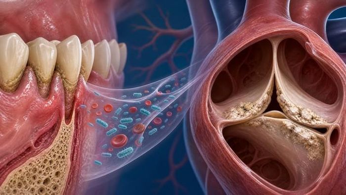 Sự hiện diện của vi khuẩn P. gingivalis kích hoạt quá trình vôi hóa diễn ra mạnh mẽ, hình thành các biểu hiện bệnh lý tương đồng với chứng hẹp van tim ở người. Hình minh họa: London Daily News