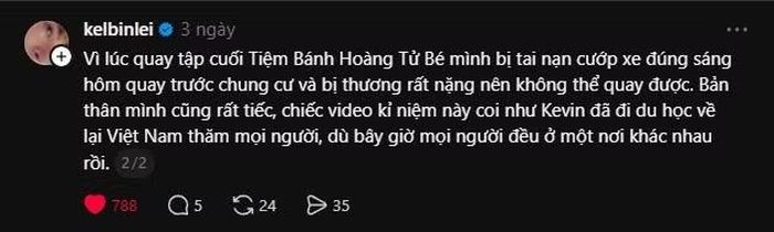 Kelbin Lei chia sẻ dưới đoạn video.