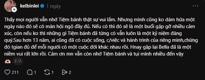 Kelbin Lei vẫn hy vọng một ngày đó có thể gặp đông đủ dàn bạn diễn.