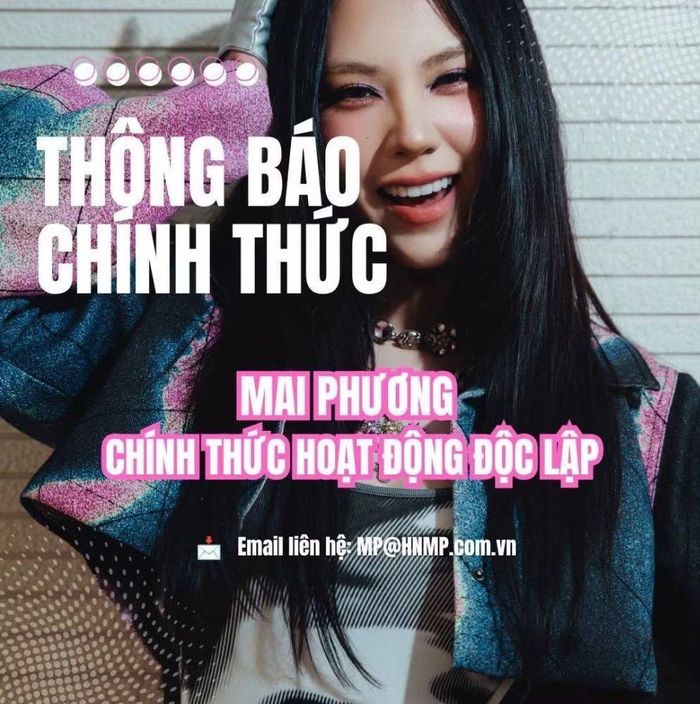 Mai Phương thông báo rời công ty quản lý.