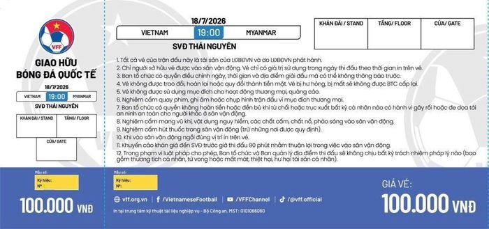 Vé trận giao hữu giữa tuyển Việt Nam và tuyển Myanmar tăng giá mạnh trước ngày thi đấu. Ảnh: VFF.