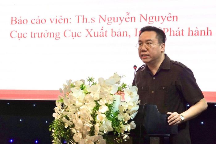 Ông Nguyễn Nguyên - Cục trưởng Cục Xuất bản, In và Phát hành - quán triệt chủ trương, đường lối, chính sách mới của Đảng, Nhà nước, chiến lược phát triển ngành trong kỷ nguyên mới. Ảnh: Phan Chi.