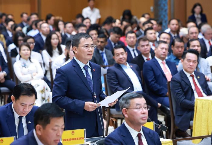 Chủ tịch kiêm Tổng Giám đốc Tập đoàn Công nghiệp - Viễn thông Quân đội (Viettel) Tào Đức Thắng phát biểu