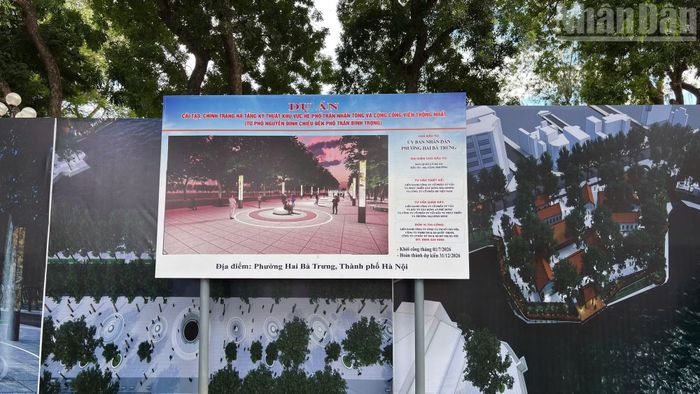 Ban Quản lý dự án đầu tư-hạ tầng phường Hai Bà Trưng vừa thông báo cải tạo, chỉnh trang hạ tầng kỹ thuật khu vực hè phố Trần Nhân Tông và cổng Công viên Thống Nhất, đoạn từ phố Nguyễn Đình Chiểu đến phố Trần Bình Trọng.