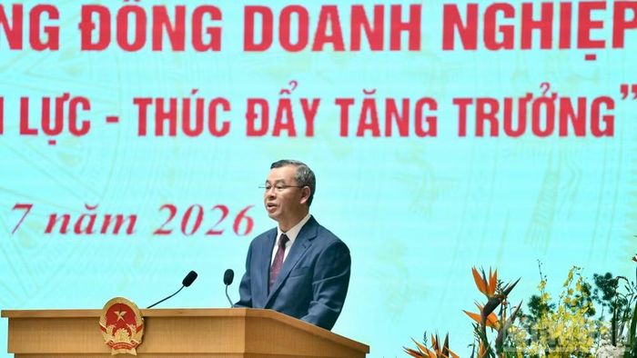 Bộ trưởng Tài chính Ngô Văn Tuấn báo cáo tại hội nghị. (Ảnh: Thanh Giang)