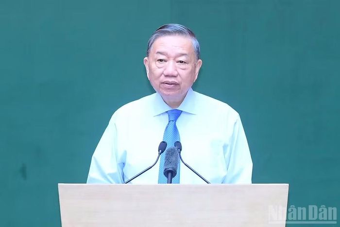 Tổng Bí thư, Chủ tịch nước Tô Lâm phát biểu tại cuộc gặp mặt. (Ảnh: ĐĂNG KHOA)
