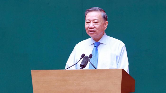 Tổng Bí thư, Chủ tịch nước Tô Lâm phát biểu tại buổi gặp mặt. Ảnh: BỘ CÔNG AN