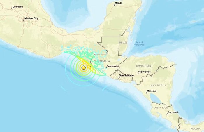Trận động đất mạnh 7,3 độ Richter xảy ra ở ngoài khơi bờ biển Mexico. Ảnh: Cơ quan Khảo sát Địa chất Mỹ.