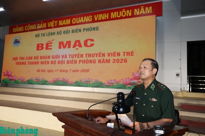 Trung tướng Nguyễn Anh Tuấn, Bí thư Đảng ủy, Chính ủy Bộ đội Biên phòng phát biểu chỉ đạo tại lễ bế mạc Hội thi Cán bộ Đoàn giỏi và Tuyên truyền viên trẻ trong thanh niên Bộ đội Biên phòng năm 2026. Ảnh: Xuân Khoa