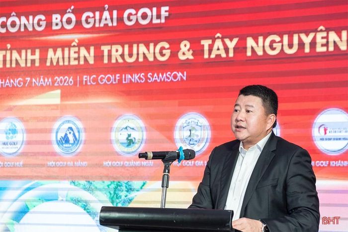 Ông Mai Xuân Thông, Chủ tịch Hội Golf Thanh Hóa, Trưởng Ban Tổ chức giải phát biểu tại buổi lễ.