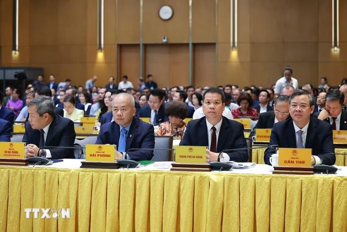Các đại biểu tham dự Hội nghị Thường trực Chính phủ với cộng đồng doanh nghiệp. (Ảnh: Dương Giang/TTXVN)
