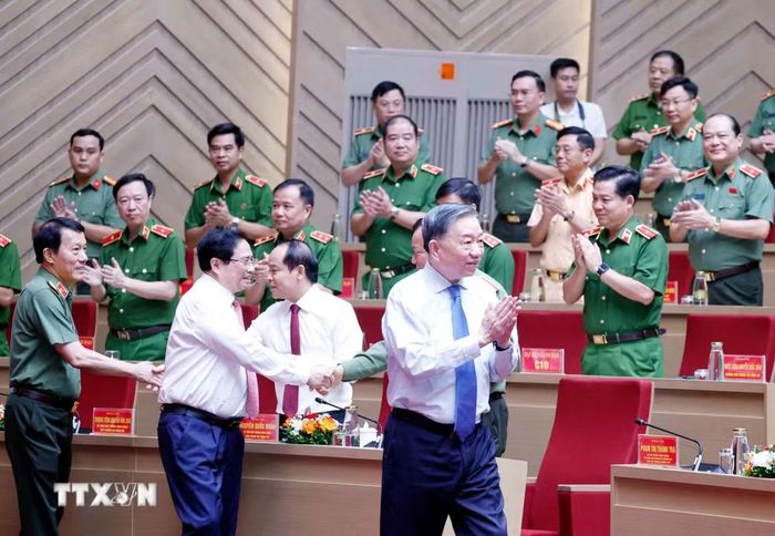 Tổng Bí thư, Chủ tịch nước Tô Lâm dự Gặp mặt kỷ niệm 64 năm Ngày truyền thống lực lượng Cảnh sát nhân dân . (Ảnh: Thống Nhất/TTXVN)