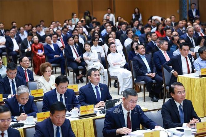 Các đại biểu tham dự Hội nghị Thường trực Chính phủ với cộng đồng doanh nghiệp. Ảnh: Dương Giang/TTXVN