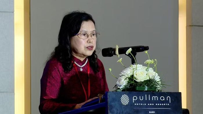 PGS.TS Nguyễn Thị Xuyên, Chủ tịch Tổng hội Y học Việt Nam, phát biểu tại hội thảo.