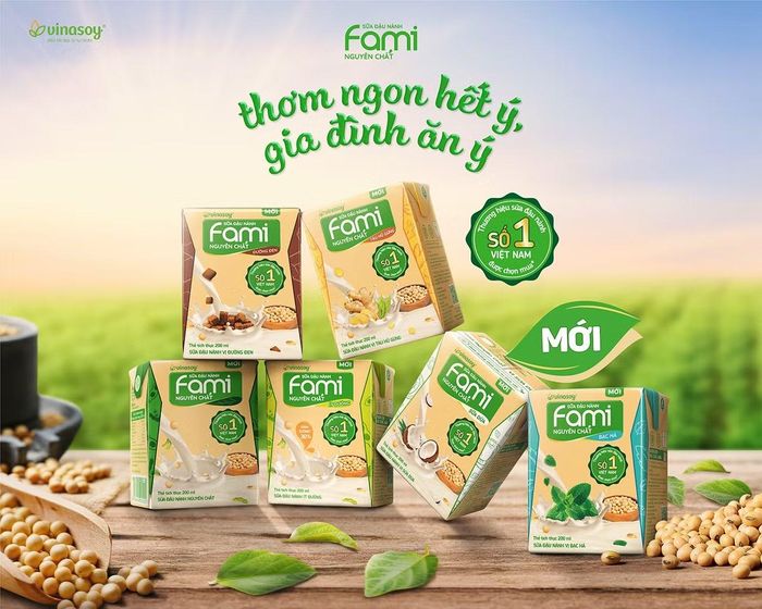 Đường Quảng Ngãi là đơn vị sở hữu thương hiệu sữa đậu nành Fami. Nửa đầu năm 2026, công ty đã tiêu thụ 40 triệu lít sữa, đem về nguồn thu hơn 2.700 tỷ đồng. Ảnh minh họa: Fami.