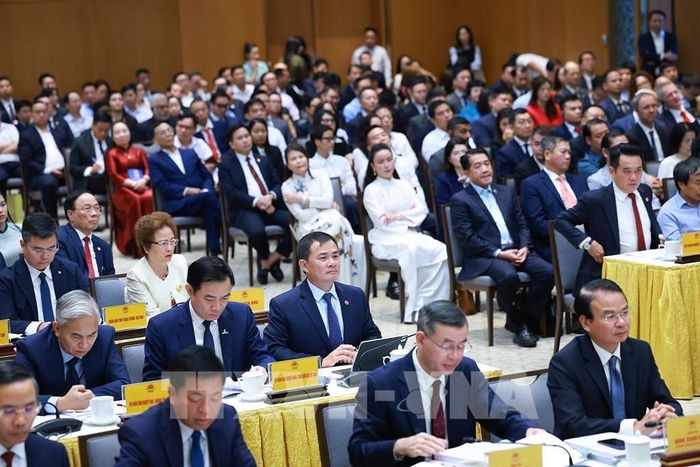 Các đại biểu tham dự Hội nghị Thường trực Chính phủ với cộng đồng doanh nghiệp. Ảnh: Dương Giang – TTXVN
