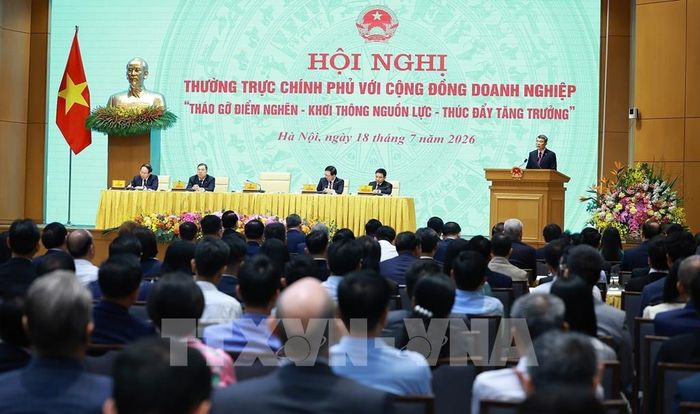Hội nghị Thường trực Chính phủ với cộng đồng doanh nghiệp. Ảnh: Dương Giang – TTXVN