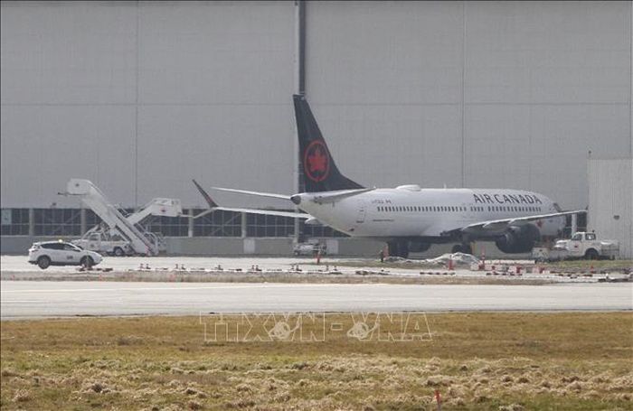 Máy bay Boeing 737 Max 8 tại khu bảo dưỡng ở sân bay quốc tế Vancouver ở Richmond, Vancouver, ngày 13/3/2019. Ảnh: THX/TTXVN