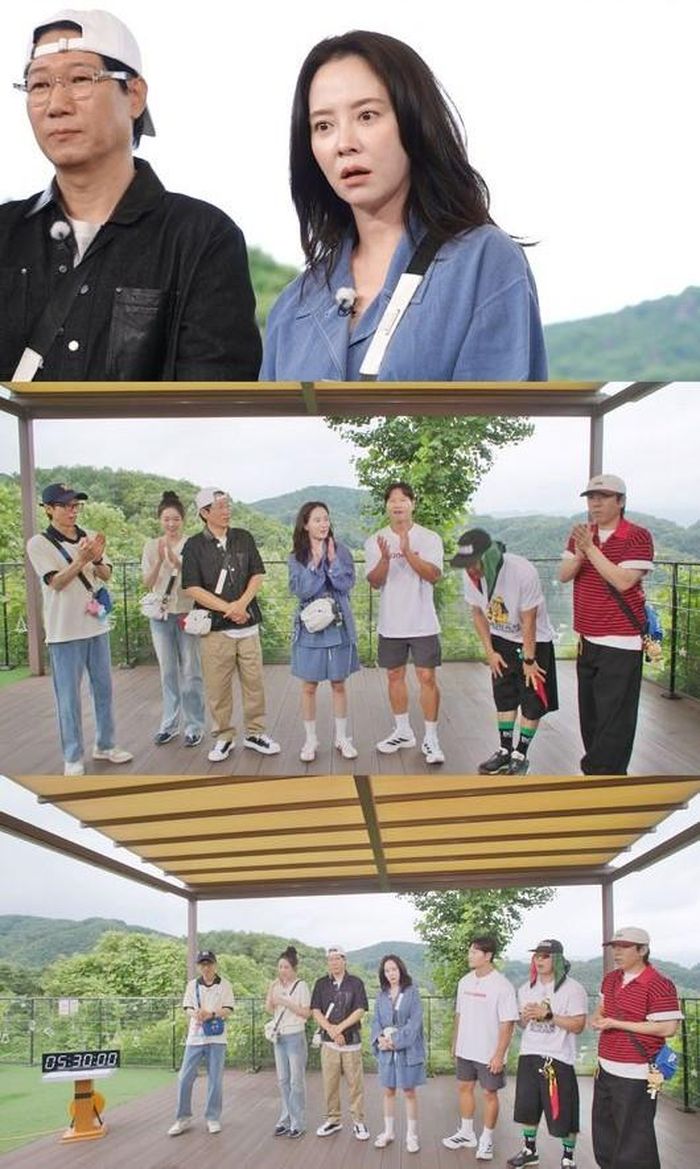 Kim Jong Kook và dàn cast Running Man bất ngờ trước lịch ghi hình từ 5 giờ 30 sáng. (Nguồn: Koreaboo)
