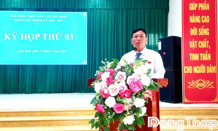 Đồng chí Võ Ngọc Tân phát biểu bế mạc kỳ họp.