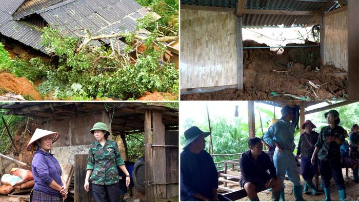 Lãnh đạo xã Lao Chải có mặt tại hiện trường, trực tiếp chỉ đạo các lực lượng hỗ trợ người dân khắc phục hậu quả mưa lũ. (Ảnh: Phạm Ngọc Sơn)