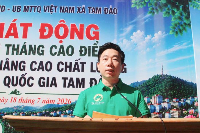 Chủ tịch UBND xã Tam Đảo Trần Anh Tú phát biểu khai mạc lễ phát động.