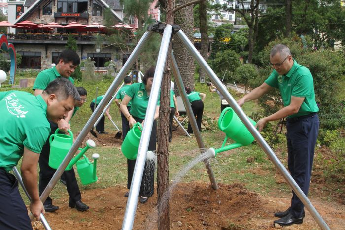 Các đại biểu trồng cây tại lễ phát động.