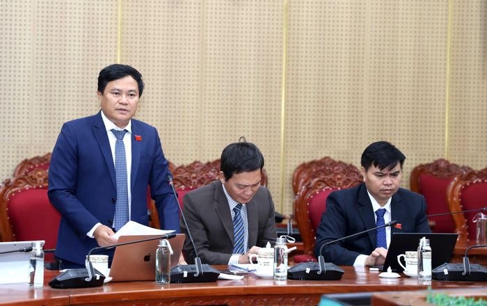 Đồng chí Hồ Trọng Phương Giám đốc Sở Nông nghiệp và Môi trường tỉnh Quảng Ngãi phát biểu tại thảo luận tổ.