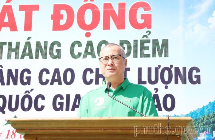 Đồng chí Phạm Đại Dương - Bí thư Tỉnh ủy Phú Thọ phát biểu tại Lễ phát động. (Nguồn ảnh: Cổng thông tin điện tử tỉnh Phú Thọ)