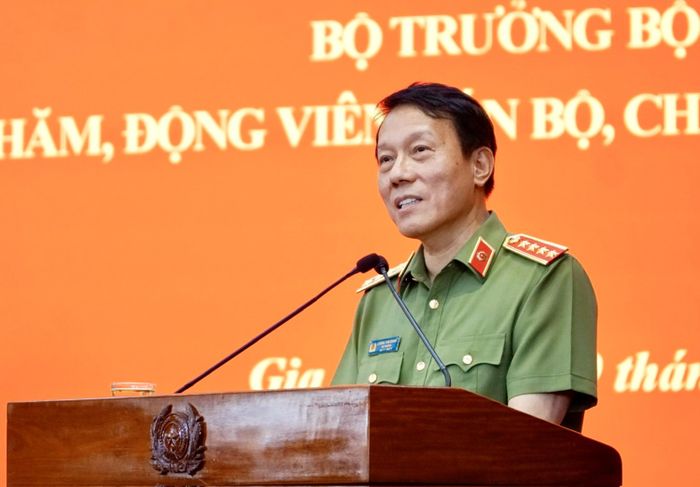 Đại tướng Lương Tam Quang phát biểu, chỉ đạo tại cuộc làm việc