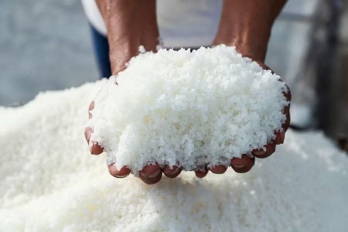 Nắng càng to, hạt muối làm ra càng trắng. Ảnh: Vân Anh