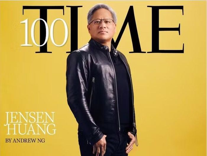CEO Nvidia Jensen Huang mặc chiếc áo da trong bức ảnh trên trang bìa tạp chí TIME
