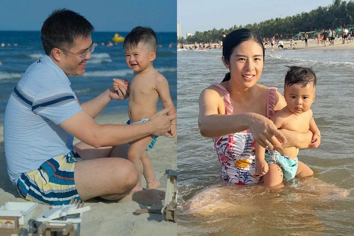 Hoa hậu Ngọc Hân đăng ảnh gia đình đi biển, hài hước than "công bằng ở đâu" khi ảnh chụp cho chồng và con luôn đẹp còn ảnh của mình lại không được như ý.