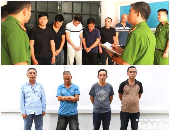 Các đối tượng tổ chức đánh bạc và đánh bạc bị bắt giữ. Ảnh: Văn Hậu