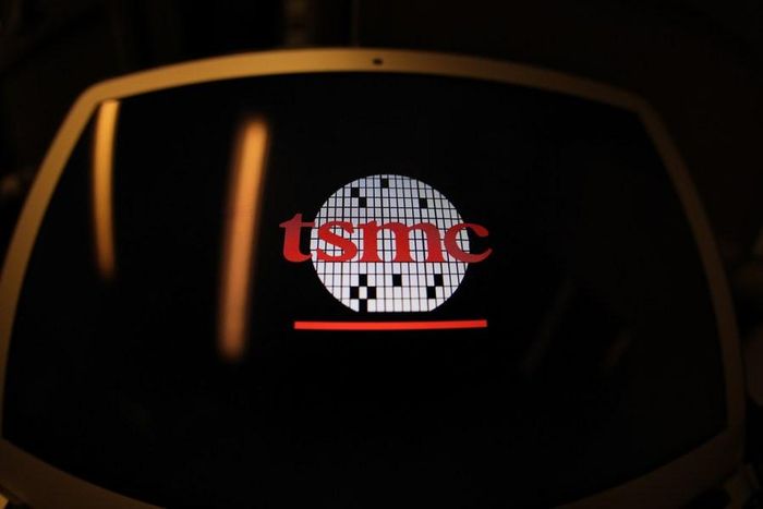 Hình ảnh logo Tập đoàn Sản xuất Chất bán dẫn Đài Loan (TSMC). Ảnh: Tân Hoa Xã