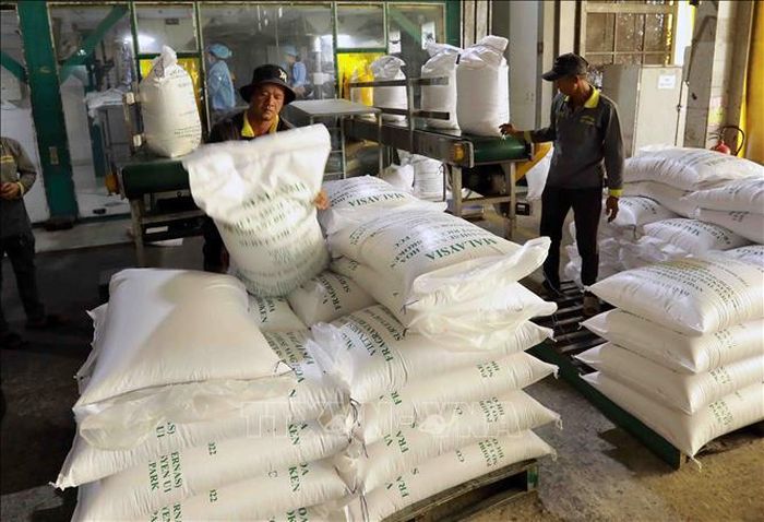 Sản phẩm gạo xuất khẩu của Công ty TNHH gạo Vinh Phát (An Giang). Ảnh: Vũ Sinh/TTXVN