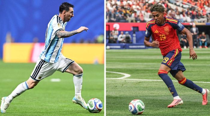 Messi sẽ so tài Yamal. Ảnh AFP/TTXVN
